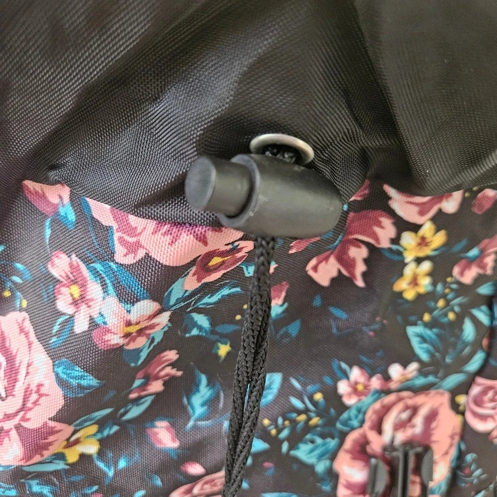 High Sierra Backpack Floral Rose Print Large Black Multi Pocket School Bag